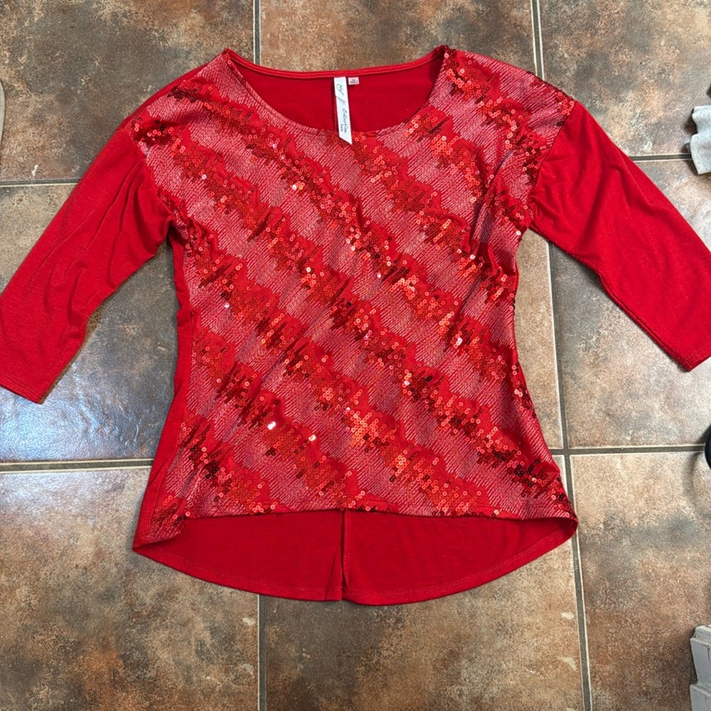 Red Sequin Blouse